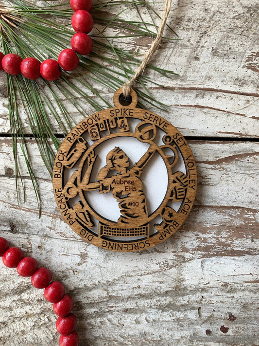 Personalized Volleyball Christmas Tree Ornament | Gift for High School Volleyball Team | Custom Volleyball Player Ornament |