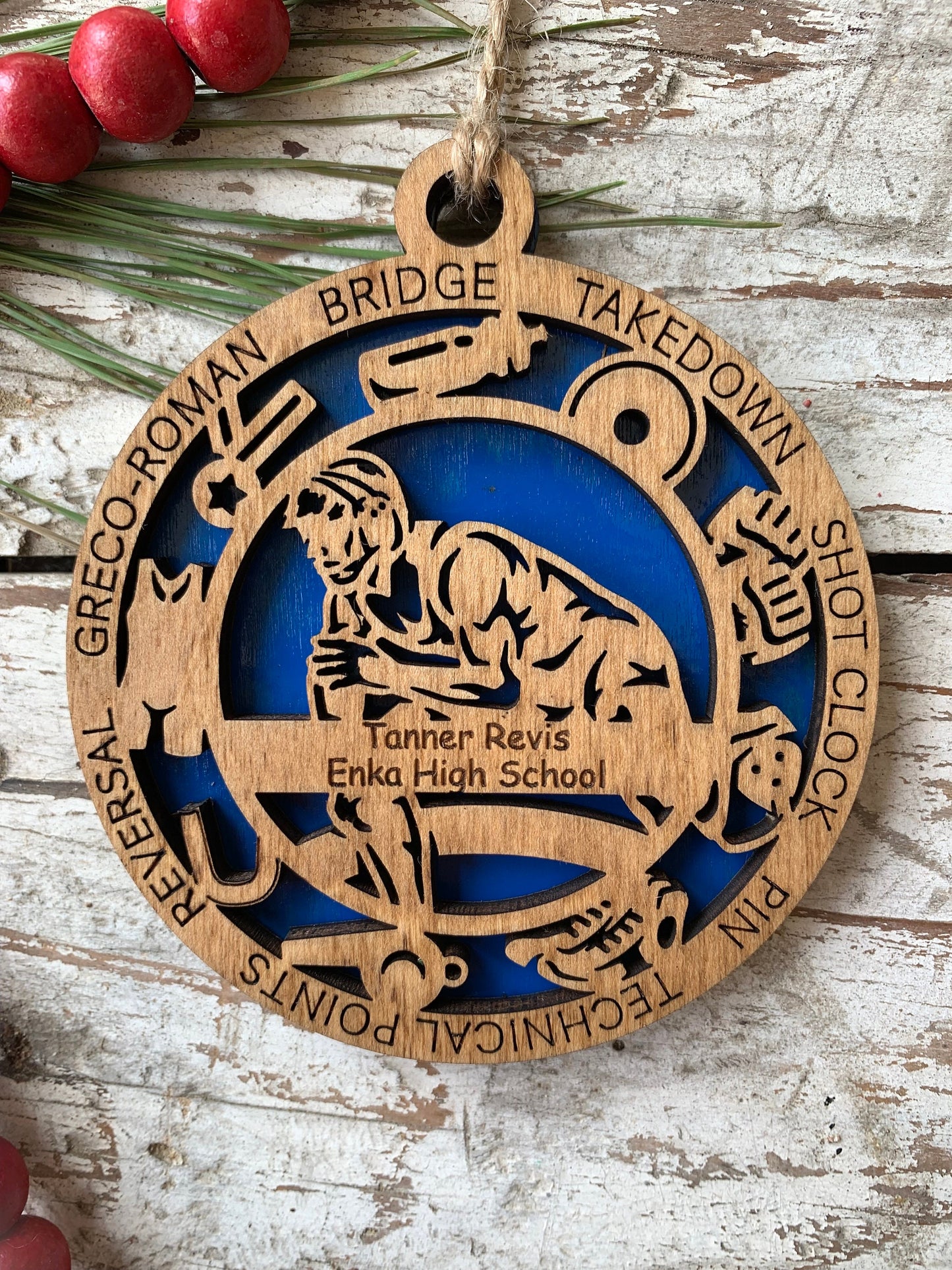 Personalized Wrestling Christmas Tree Ornament | Gift for High School Wrestling Team | Custom Wrestler Ornament | Senior Wrestler Gift