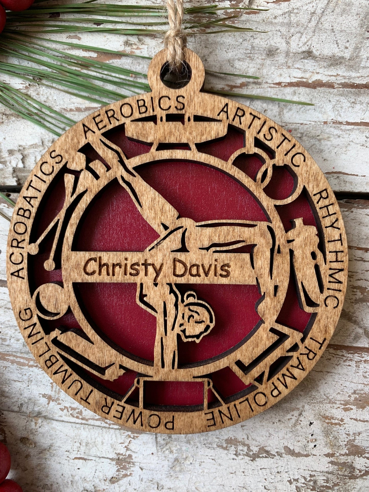 Personalized Gymnastics Christmas Tree Ornament | Gift for Gymnastics Team | Custom Gymnast Ornament | Gymnast Gift | Floor | Vault | Beam