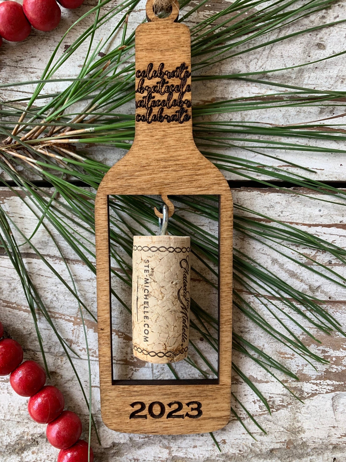 2024 Celebrate Wine Bottle Wine Cork Keepsake Christmas Tree Ornament - Cork not included | Gift for Wine Lover | Wine Trip | Wine Ornament