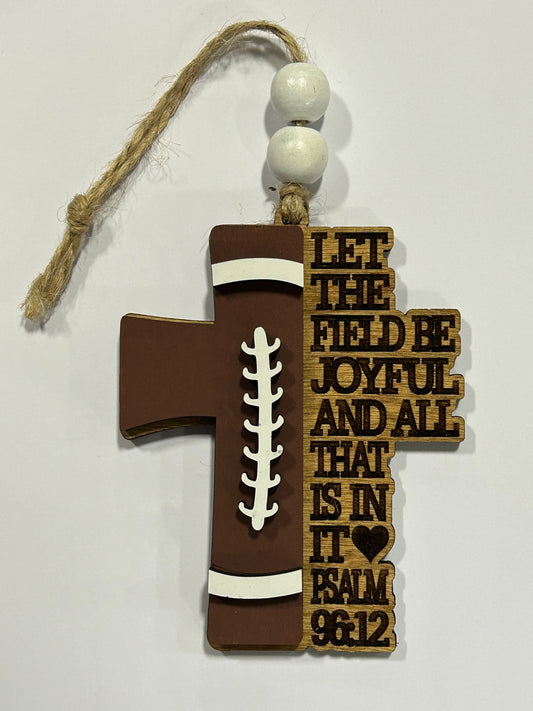 Religious Football Christmas Tree Ornament | Psalm 96:12 | Football Cross | Gift for Football Player | Christian Football Ornament