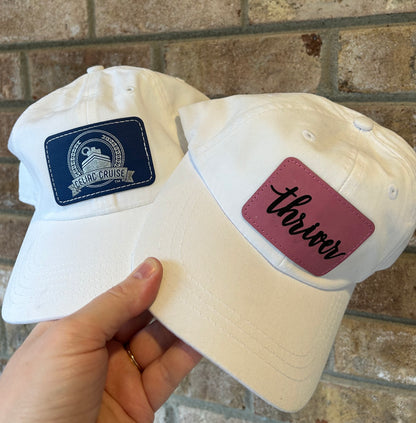 Bulk Order Hat with Personalized Leatherette Patch | Gift for Cruise Clients