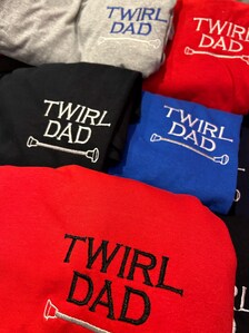 Twirl Dad Embroidered T-shirt | Majorette or Baton Twirler Grandpa Apparel | Twirling Papa Pops Papaw Pawpaw