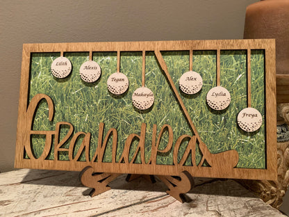 Personalized Dad or Grandpa Golf Sign | Fathers Day Golfing Gift for Daddy | Golfer Gift for Papa Pops Pappy | Golf Lover Custom Present