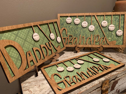 Personalized Dad or Grandpa Golf Sign | Fathers Day Golfing Gift for Daddy | Golfer Gift for Papa Pops Pappy | Golf Lover Custom Present