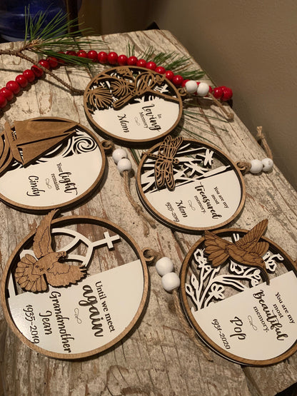 Personalized Memorial Sailboat Christmas Tree Ornament | Sympathy Gift | Loved One Memorial | Remembrance Ornament | Loving Memory Mom Dad