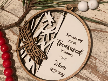 Personalized Memorial Dragonfly Christmas Tree Ornament | Sympathy Gift | Loved One Memorial | Remembrance Ornament | Loving Memory Mom Dad