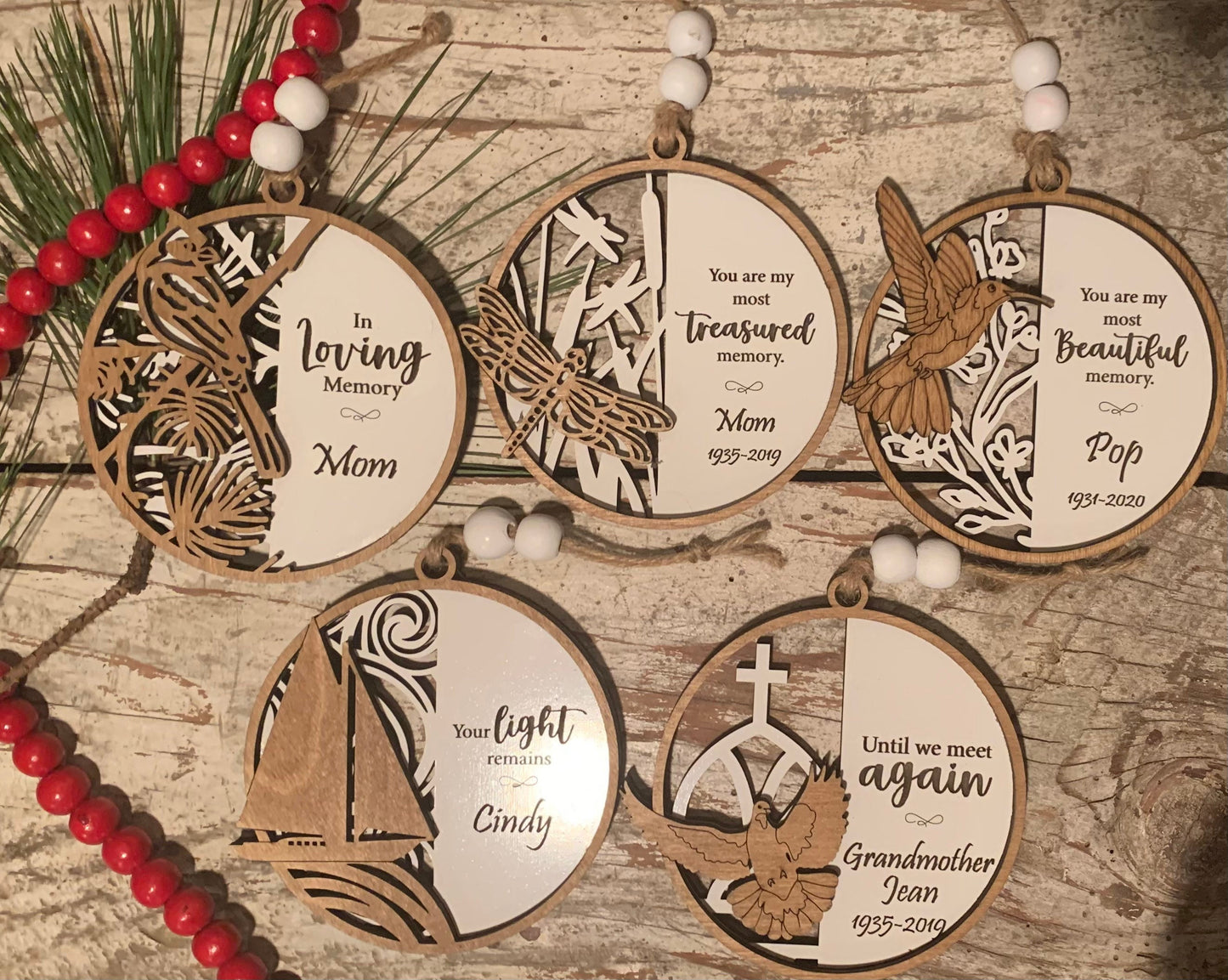 Personalized Memorial Dove Christmas Tree Ornament | Sympathy Gift | Loved One Memorial | Remembrance Ornament | Religious Loving Memory Mom