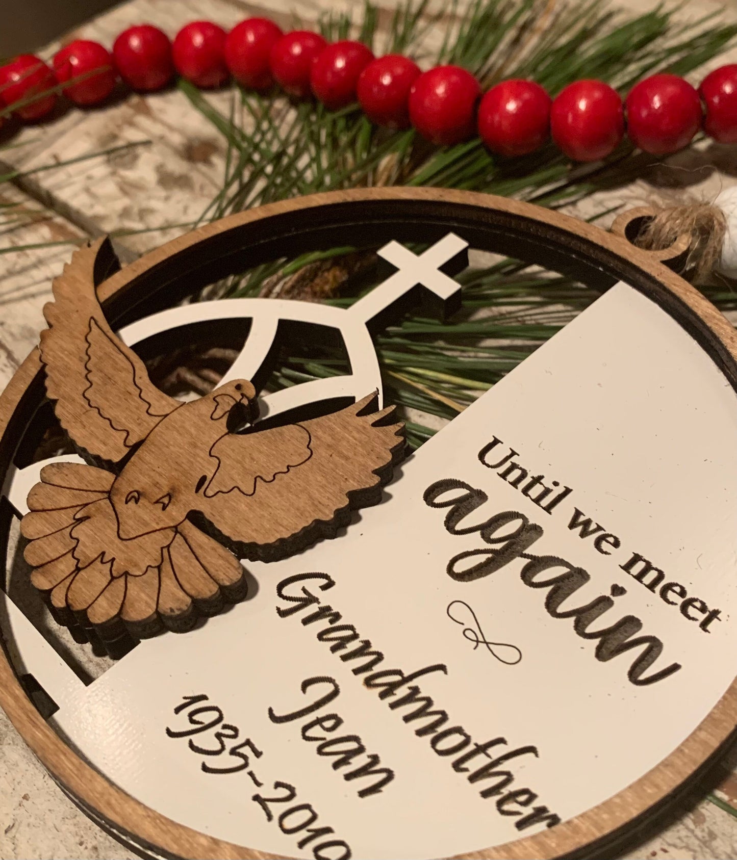 Personalized Memorial Dove Christmas Tree Ornament | Sympathy Gift | Loved One Memorial | Remembrance Ornament | Religious Loving Memory Mom