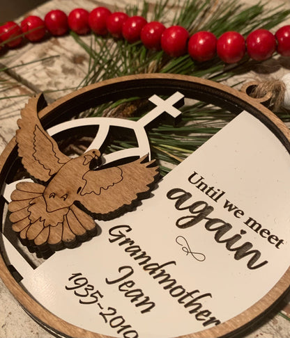 Personalized Memorial Dove Christmas Tree Ornament | Sympathy Gift | Loved One Memorial | Remembrance Ornament | Religious Loving Memory Mom