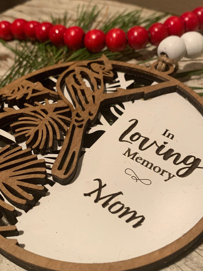 Personalized Memorial Cardinal Christmas Tree Ornament | Sympathy Gift | Loved One Memorial | Loss of Mom | Loss of Dad |  In Loving Memory
