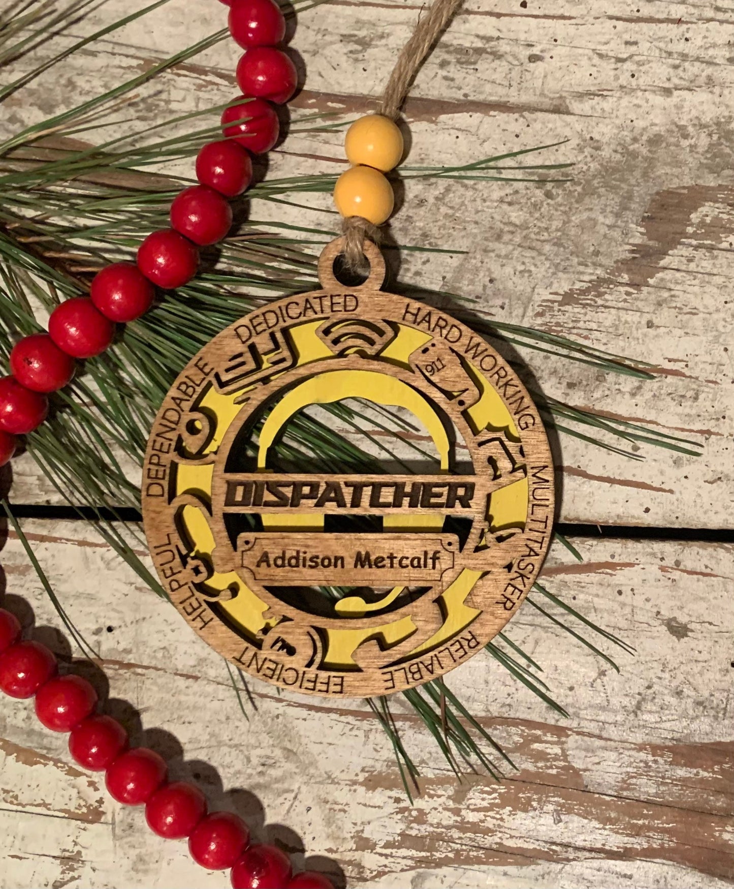 Personalized Dispatcher first responder Christmas keepsake Ornament