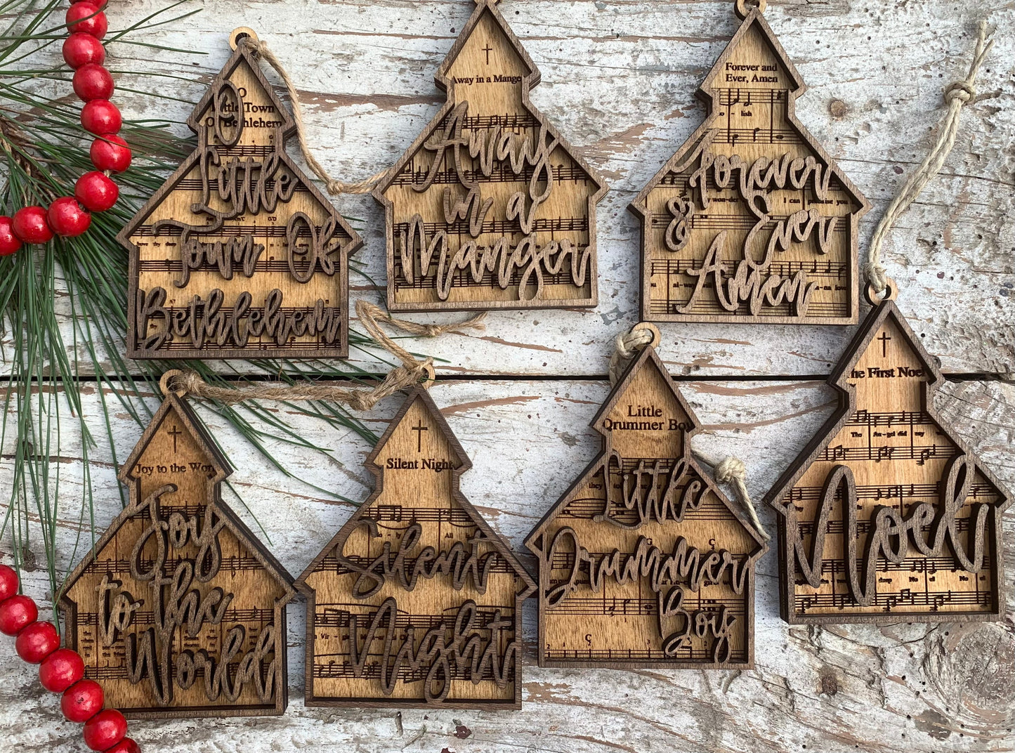 Church Hymns Christmas Tree Ornaments |Religious Songs | Sunday School Gifts | Personalized Church Ornament | Silent Night | Amazing Grace