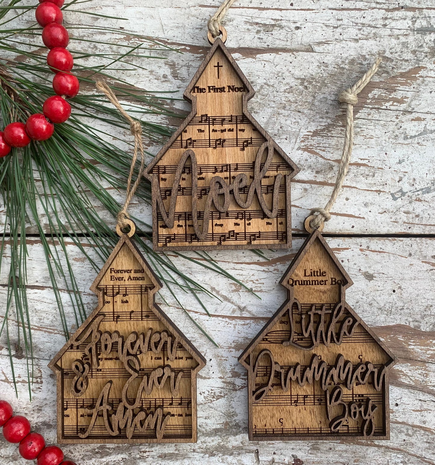 Church Hymns Christmas Tree Ornaments |Religious Songs | Sunday School Gifts | Personalized Church Ornament | Silent Night | Amazing Grace