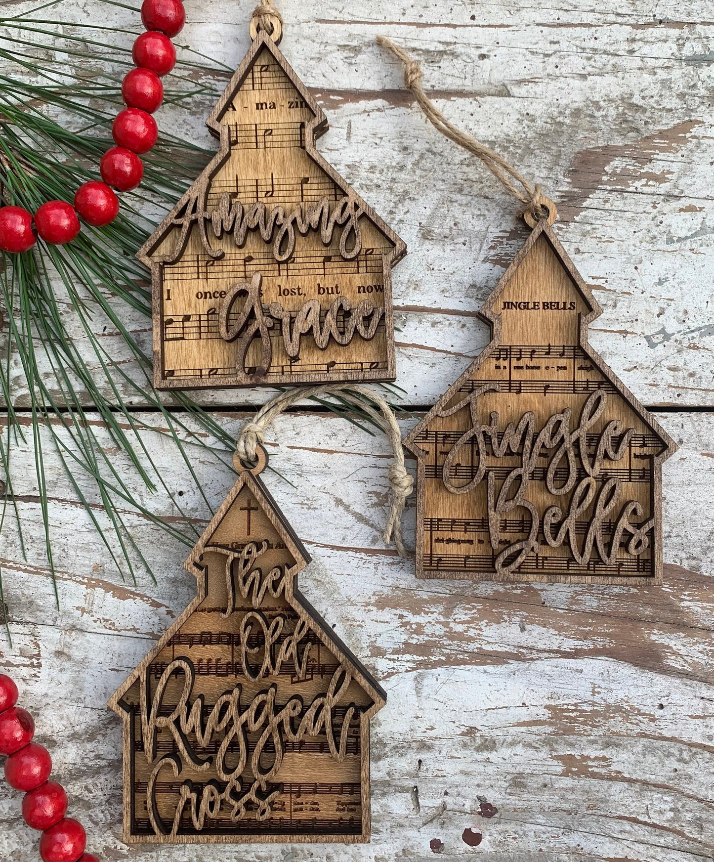 Church Hymns Christmas Tree Ornaments |Religious Songs | Sunday School Gifts | Personalized Church Ornament | Silent Night | Amazing Grace