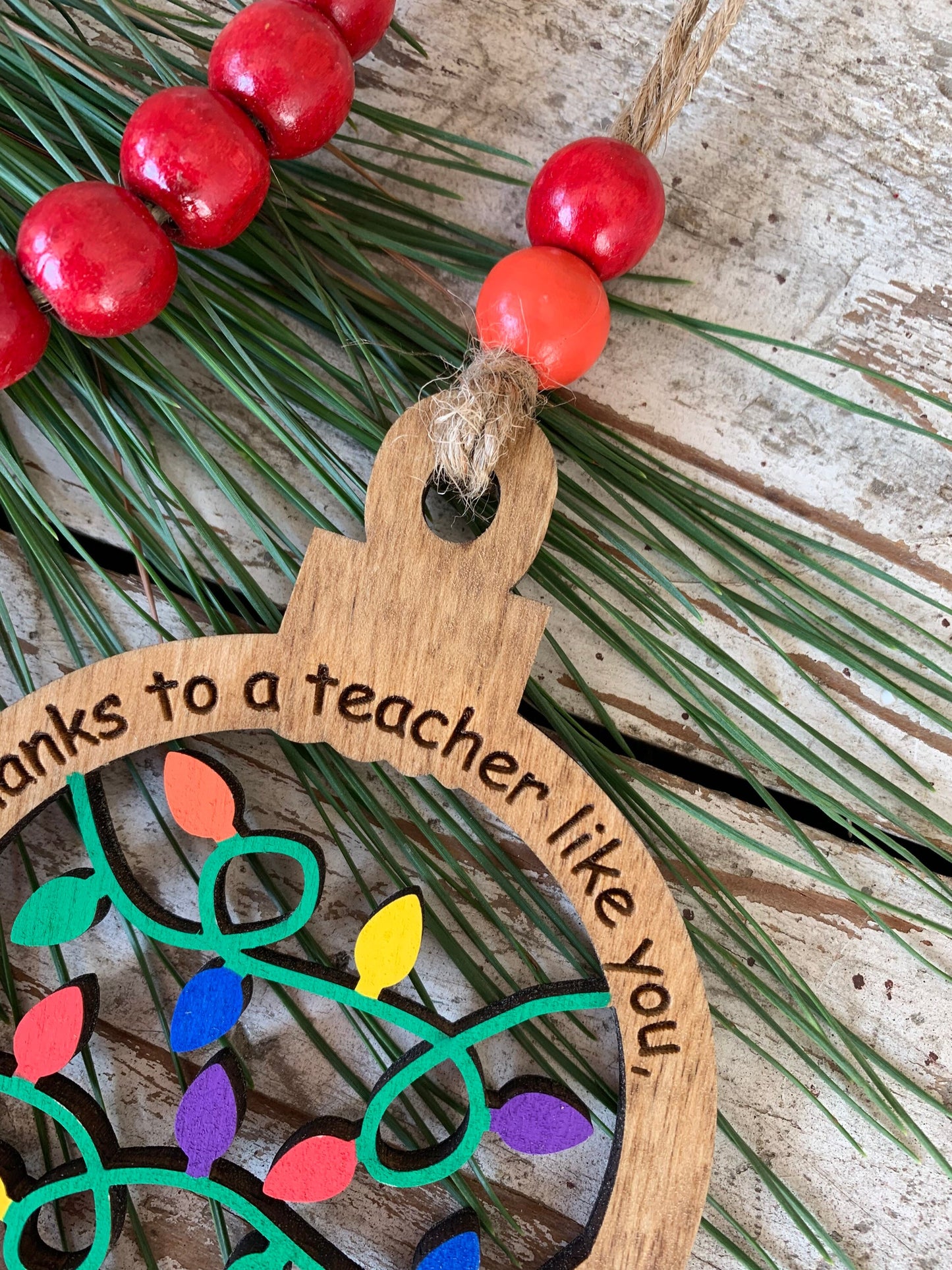 Teacher Christmas Tree Ornament | School Teacher Gift | Teacher Thank You Gift | Thanks to a Teacher Like You My Future is Bright