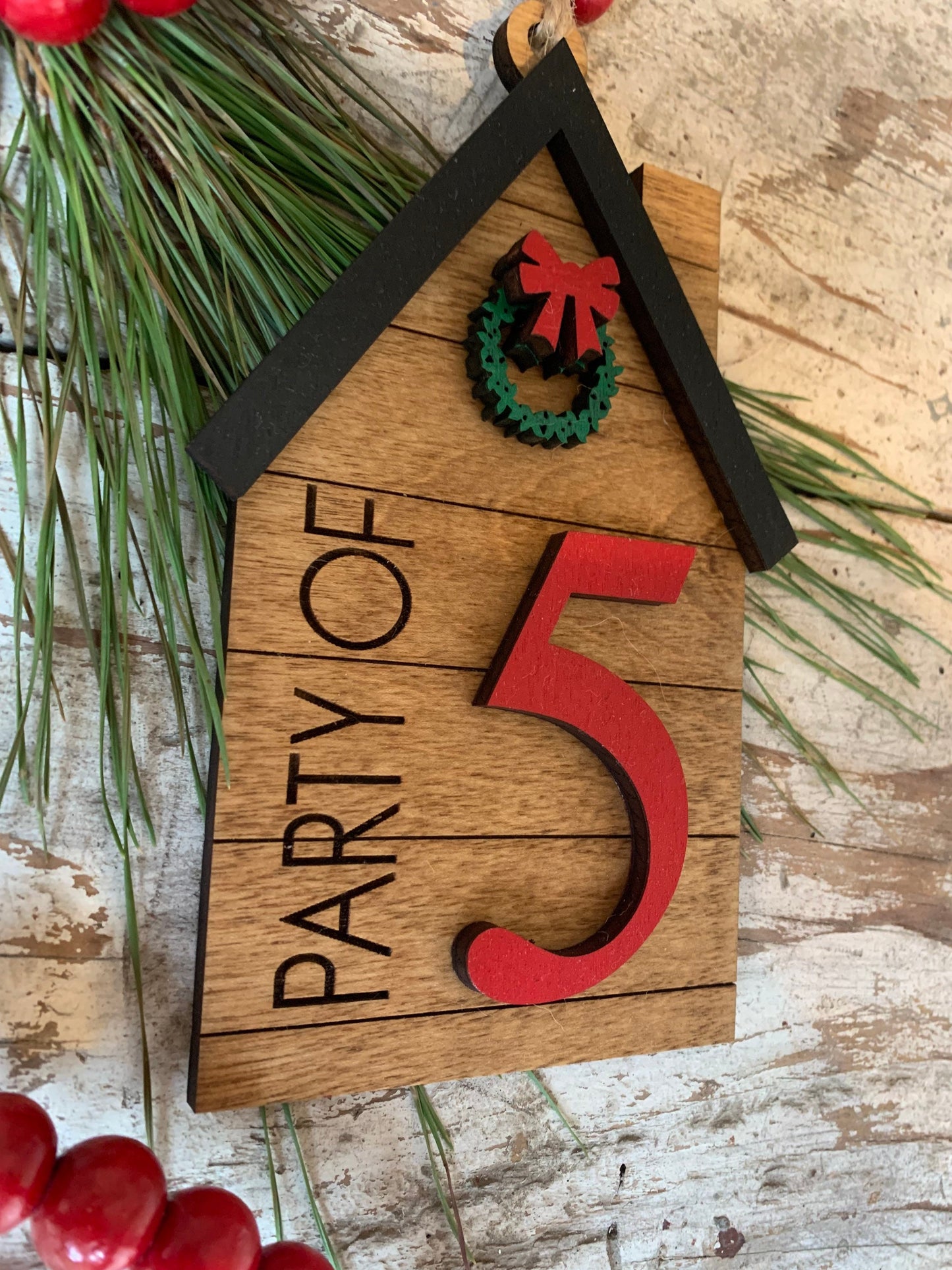 Family Christmas Tree Ornament | Party of Ornament | Holiday Gift for a Family | Party of 5 Ornament | Home Ornament | Housewarming Gift