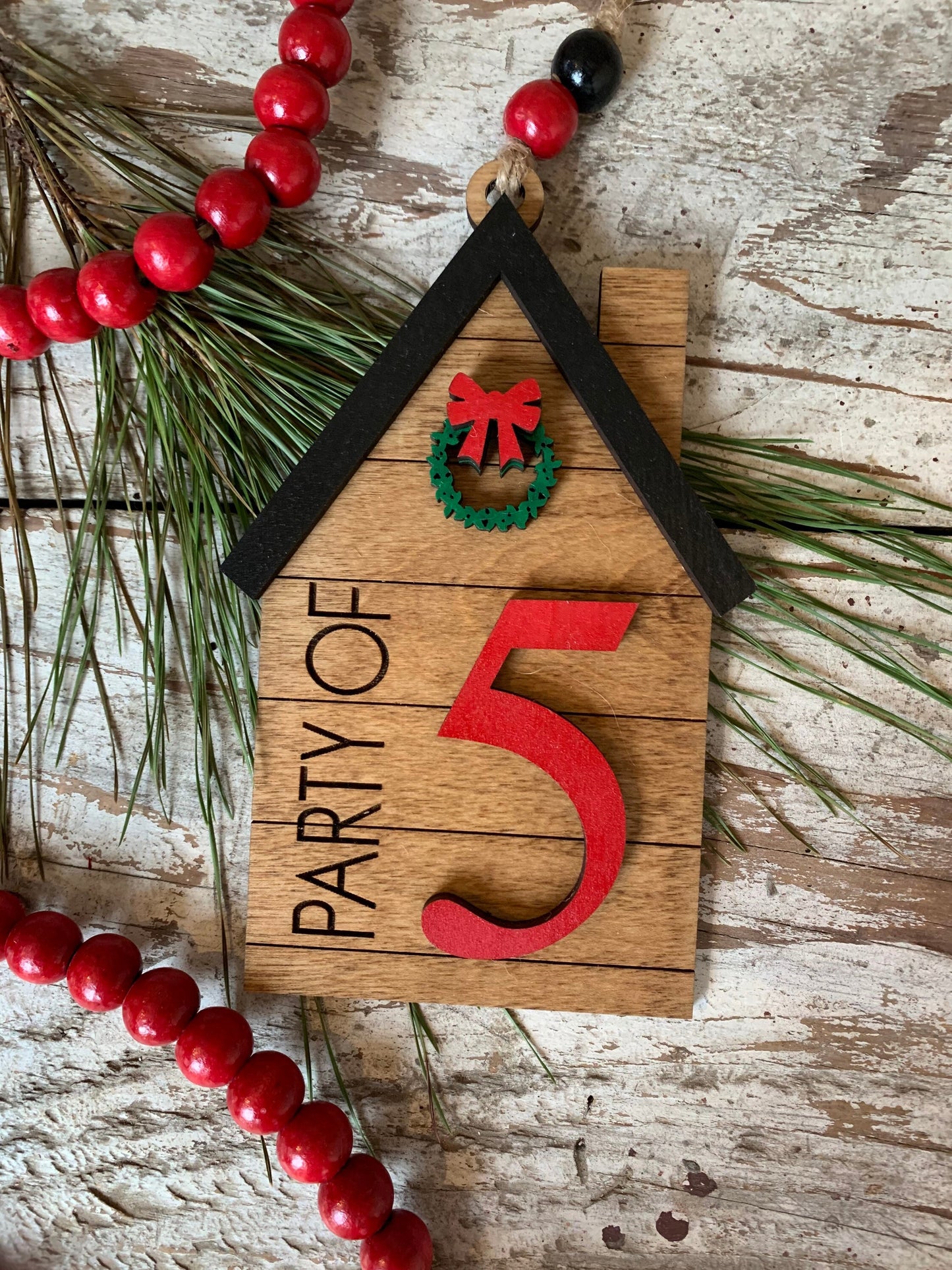 Family Christmas Tree Ornament | Party of Ornament | Holiday Gift for a Family | Party of 5 Ornament | Home Ornament | Housewarming Gift