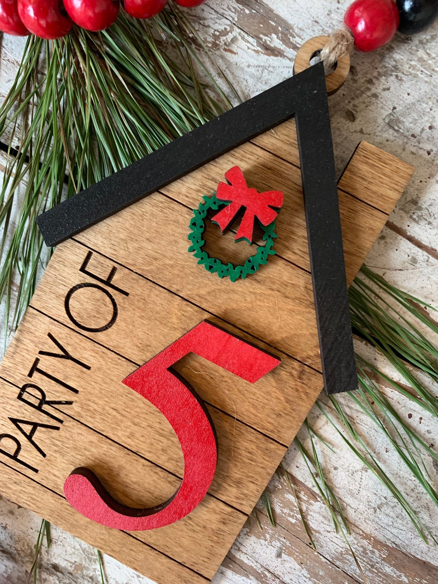 Family Christmas Tree Ornament | Party of Ornament | Holiday Gift for a Family | Party of 5 Ornament | Home Ornament | Housewarming Gift
