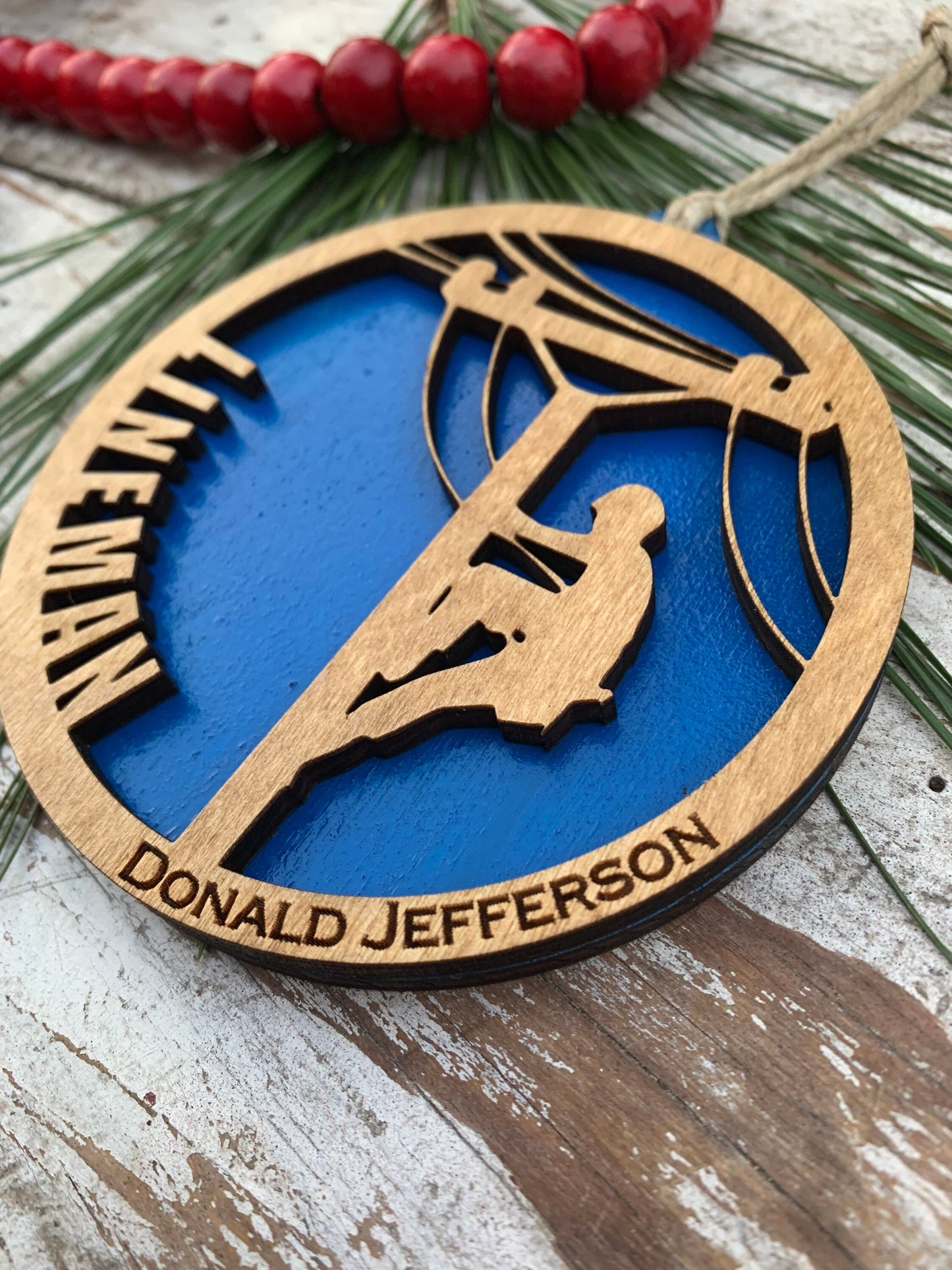 Personalized Lineman Christmas Tree Ornament | Gift for Lineman | Electric Worker Ornament