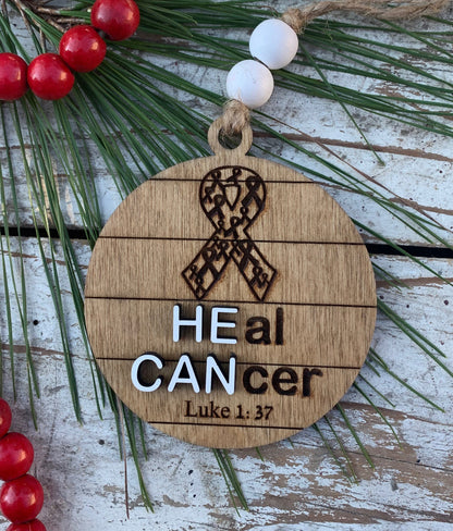 He Can Heal Cancer Luke 1:37 Religious Christmas Tree Ornament | Hope Ornament | Gift for Cancer Patient | Beat Cancer | Cancer Survivor