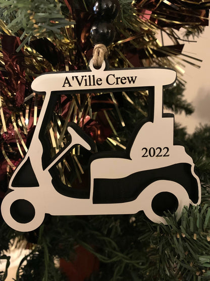 Golf Cart Christmas Tree Ornament | Personalized Gift for Golf Lover | Golf Trip Souvenir | Golf Course Employees Gift | High School Golf