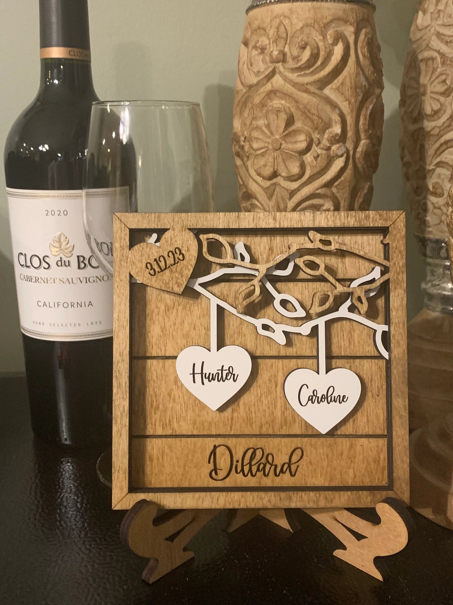 Personalized Couples Wood Sign | Personalized Wedding Gift | Anniversary Gift | Hanging Hearts Sign | Newlyweds Name Sign | Valentines Day