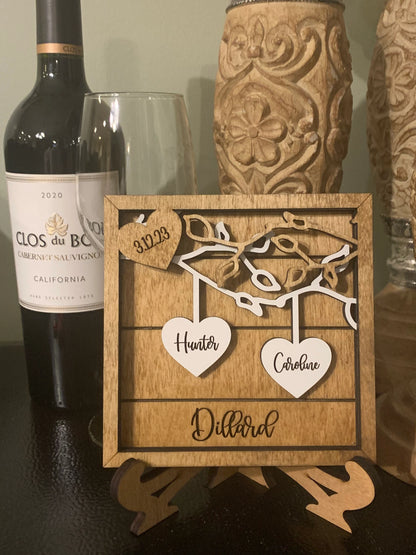 Personalized Couples Wood Sign | Personalized Wedding Gift | Anniversary Gift | Hanging Hearts Sign | Newlyweds Name Sign | Valentines Day