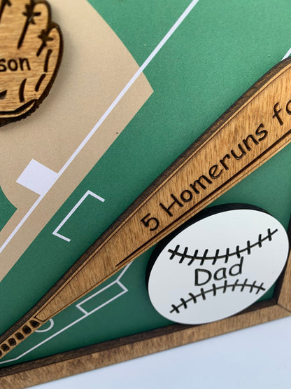Personalized Dad or Grandpa Baseball Sign | Fathers Day Gift | Baseball Gift for Grandfather Papa Pops Papaw | Grandparents Anniversary Sign