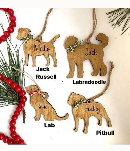 Personalized Jack Russell | Lab Labrador Retriever | Labradoodle | Pitbull Christmas Tree Ornament  | Dog Mom | Dog Lover gift