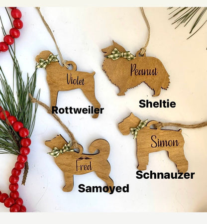 Personalized Rottweiler Rot | Samoyed | Schnauzer | Sheltie Dog Breed Christmas Tree Ornament |  Dog Mom | Dog Lover gift