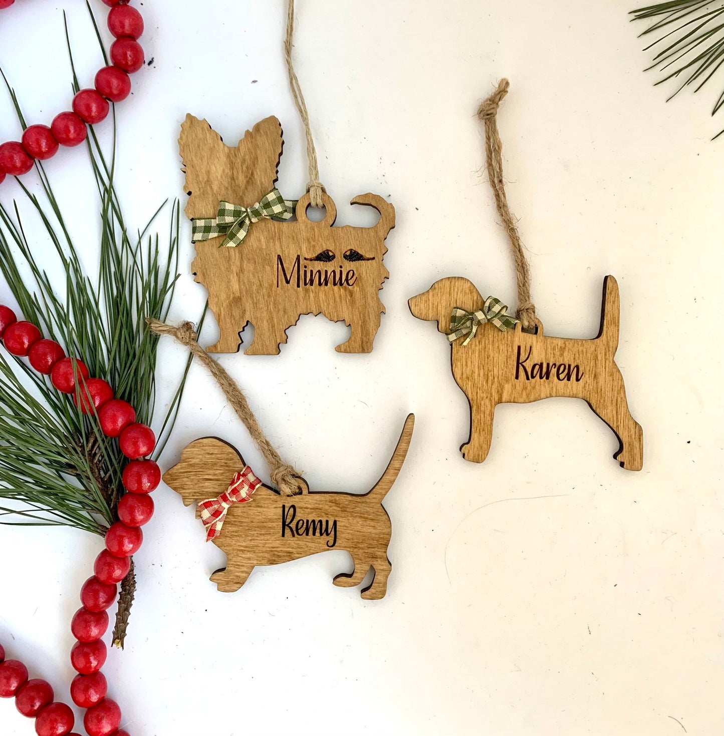 Personalized Beagle | Yorkie | Yorkshire Terrier | Bassett Hound Dog Breed Christmas Tree Ornament | Dog Mom | Dog Lover gift