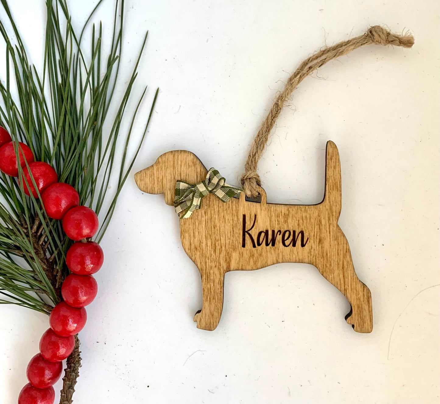 Personalized Beagle | Yorkie | Yorkshire Terrier | Bassett Hound Dog Breed Christmas Tree Ornament | Dog Mom | Dog Lover gift