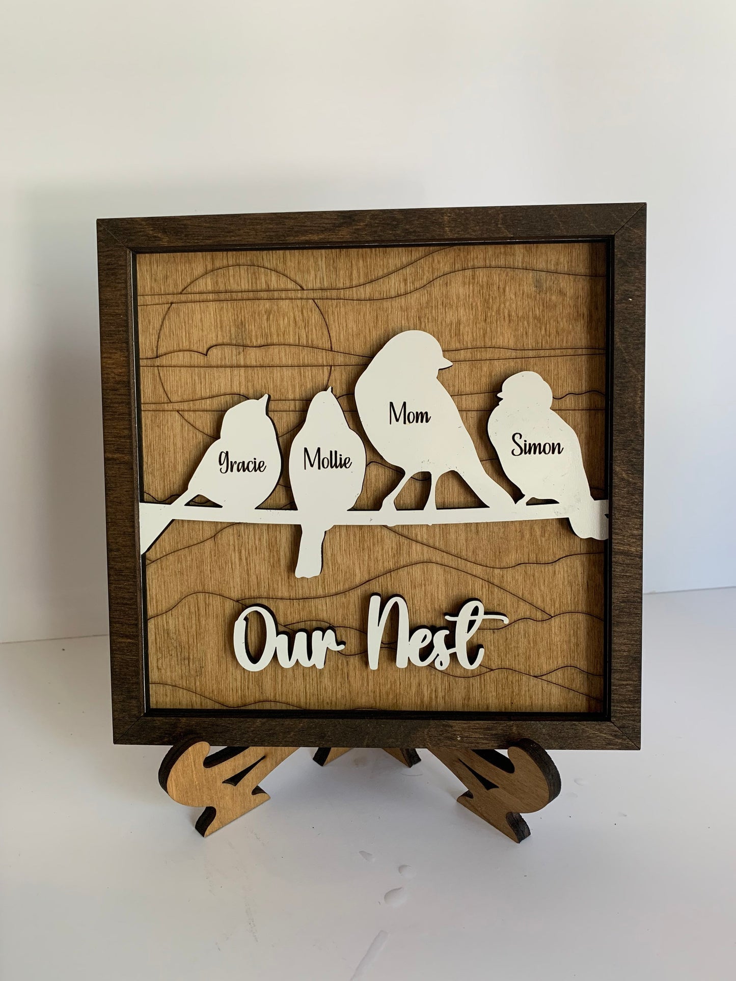 Personalized Bird Family Sign | Mother’s Day gift | Grandkids Names Decor | Custom Gift for Grandma or Mom | Our Nest
