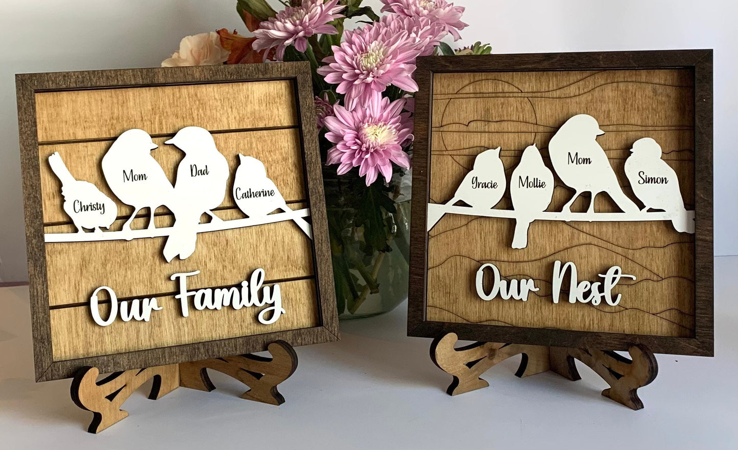 Personalized Bird Family Sign | Mother’s Day gift | Grandkids Names Decor | Custom Gift for Grandma or Mom | Our Nest
