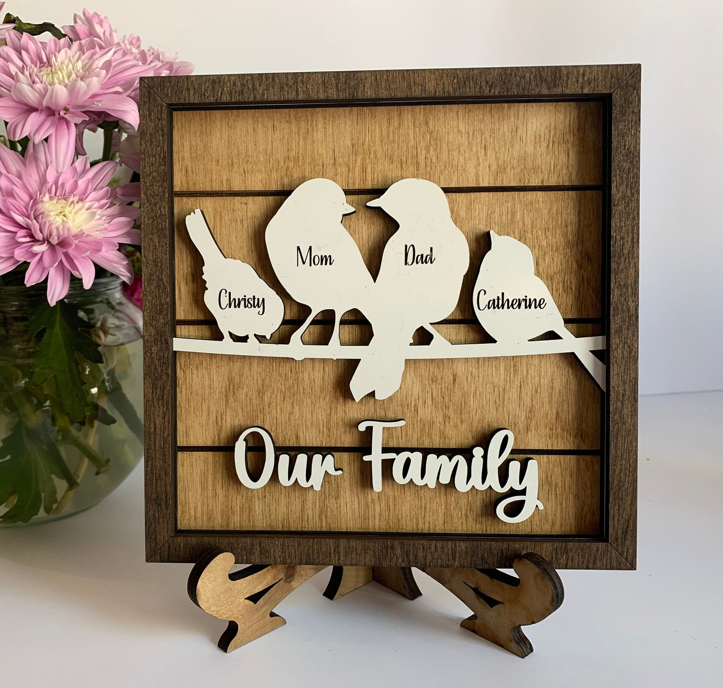 Personalized Bird Family Sign | Mother’s Day gift | Grandkids Names Decor | Custom Gift for Grandma or Mom | Our Nest