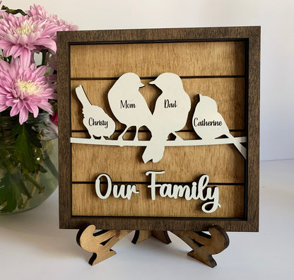 Personalized Bird Family Sign | Mother’s Day gift | Grandkids Names Decor | Custom Gift for Grandma or Mom | Our Nest