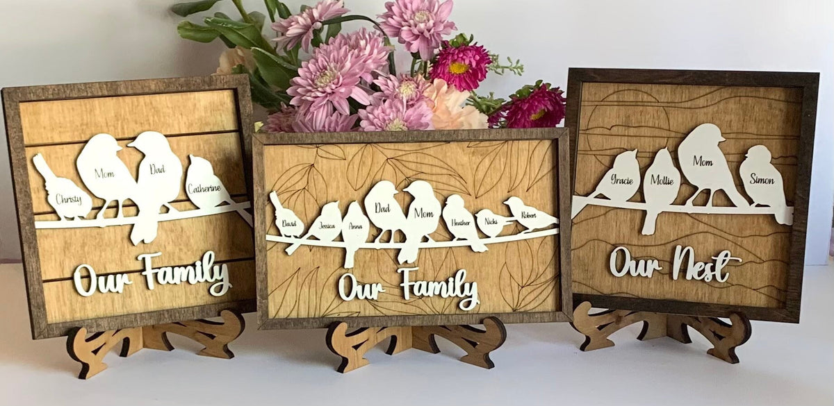 Personalized Bird Family Sign | Mother’s Day gift | Grandkids Names Decor | Custom Gift for Grandma or Mom | Our Nest