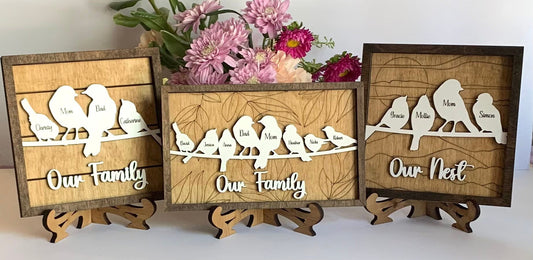 Personalized Bird Family Sign | Mother’s Day gift | Grandkids Names Decor | Custom Gift for Grandma or Mom | Our Nest