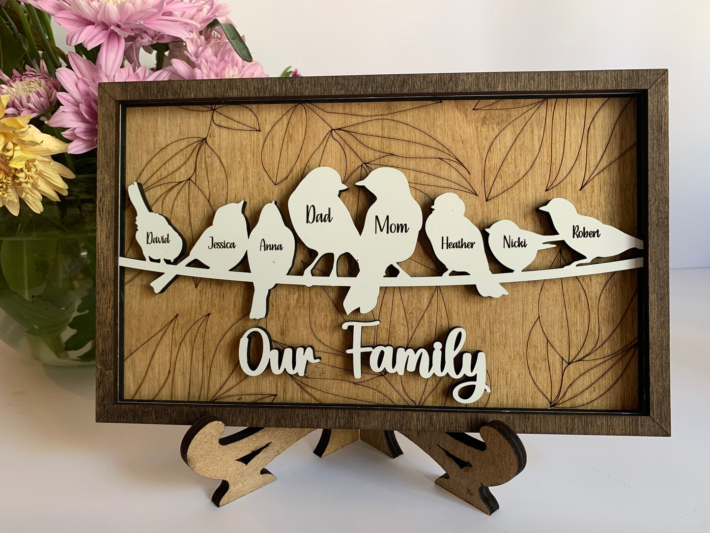 Personalized Bird Family Sign | Mother’s Day gift | Grandkids Names Decor | Custom Gift for Grandma or Mom | Our Nest