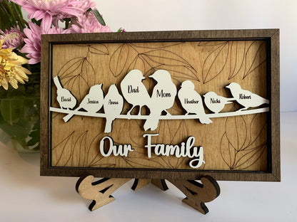Personalized Bird Family Sign | Mother’s Day gift | Grandkids Names Decor | Custom Gift for Grandma or Mom | Our Nest