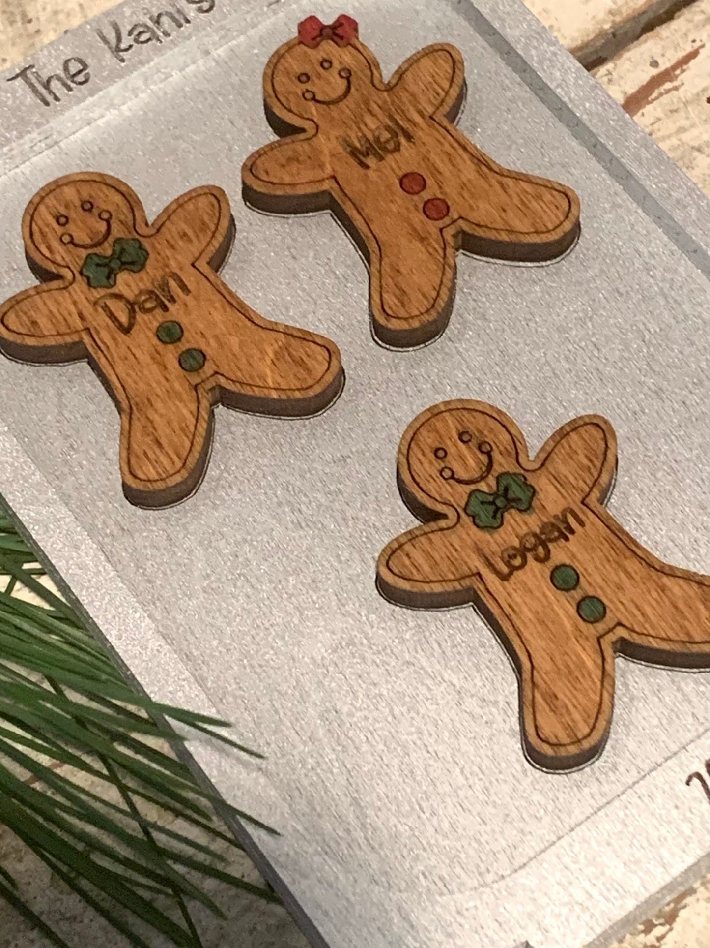 Gingerbread Family on Cookie Sheet Christmas Tree Ornament | Cat and Dog Pets Keepsake