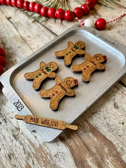 Gingerbread Family on Cookie Sheet Christmas Tree Ornament | Cat and Dog Pets Keepsake