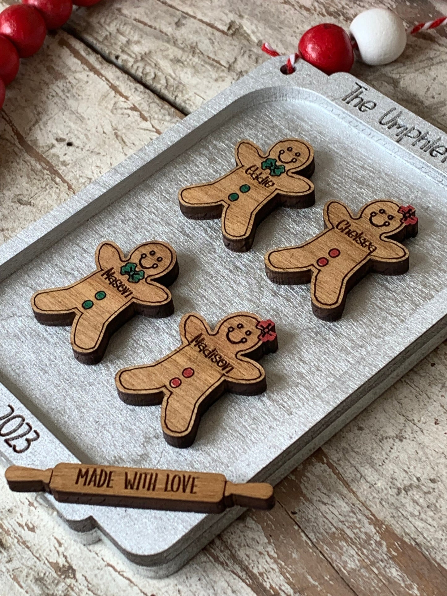 Gingerbread Family on Cookie Sheet Christmas Tree Ornament | Cat and Dog Pets Keepsake
