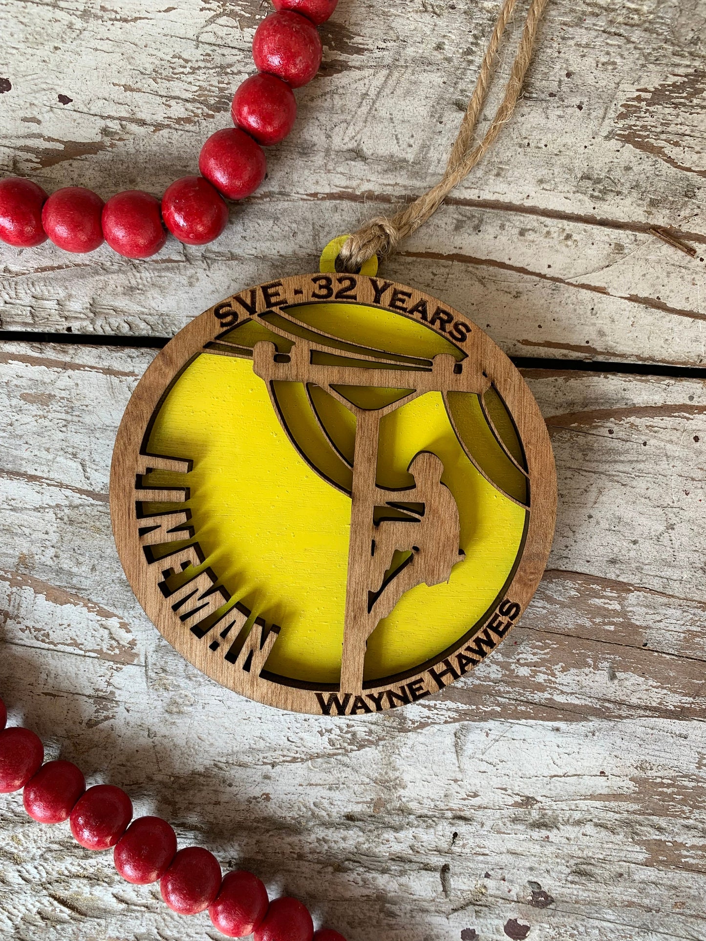 Personalized Lineman Christmas Tree Ornament | Gift for Lineman | Electric Worker Ornament