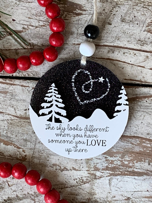 Loved One Memorial Christmas Tree Ornament | Remembrance Christmas ornament | The Sky Looks Different Up There | Heart in the Sky Ornament