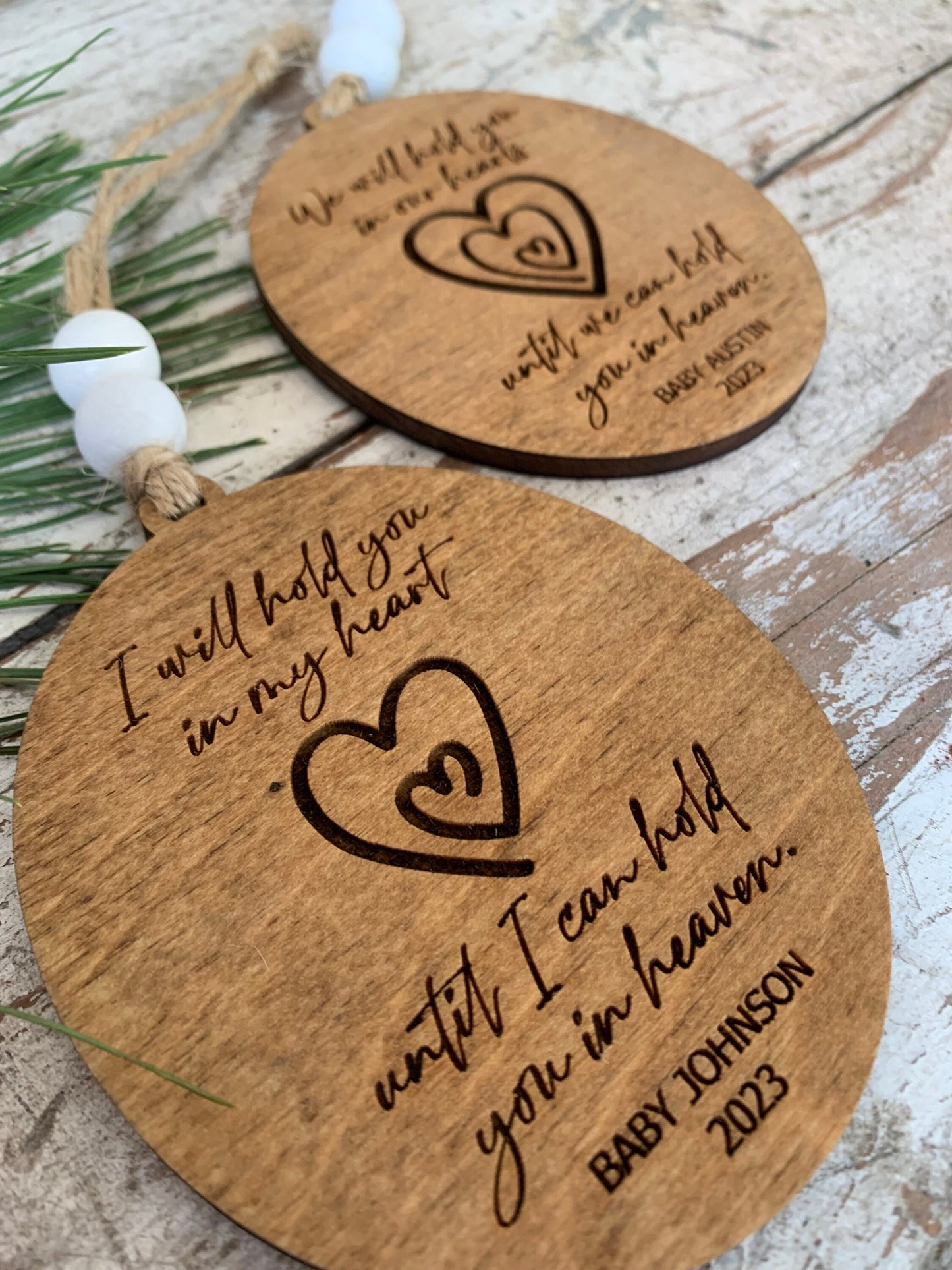 Baby Memorial Ornament | Baby Loss Christmas Tree Ornament | Infant Loss Gift |We will Hold You in Our Heart Until We can Hold You in Heaven