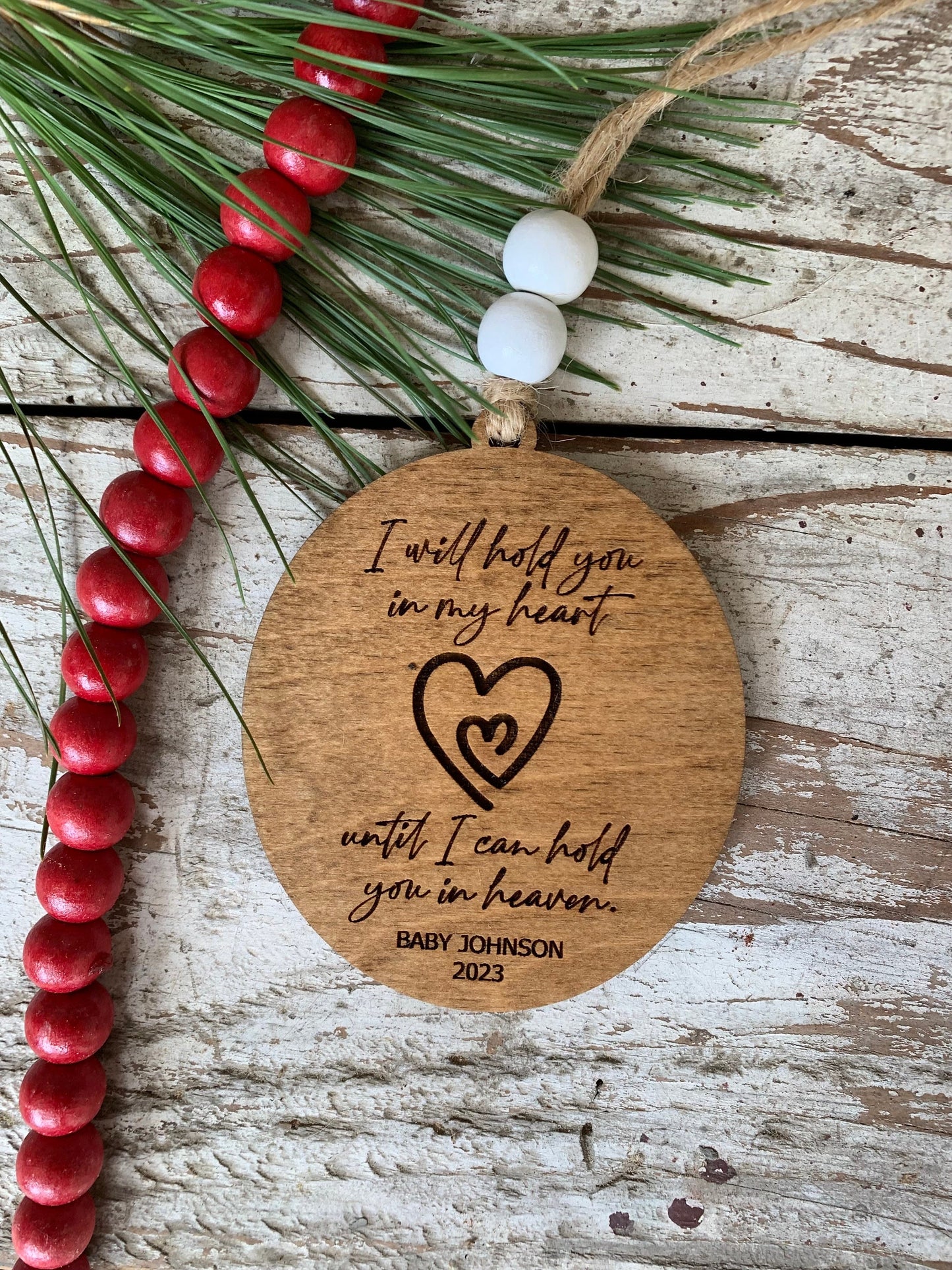 Baby Memorial Ornament | Baby Loss Christmas Tree Ornament | Infant Loss Gift |We will Hold You in Our Heart Until We can Hold You in Heaven