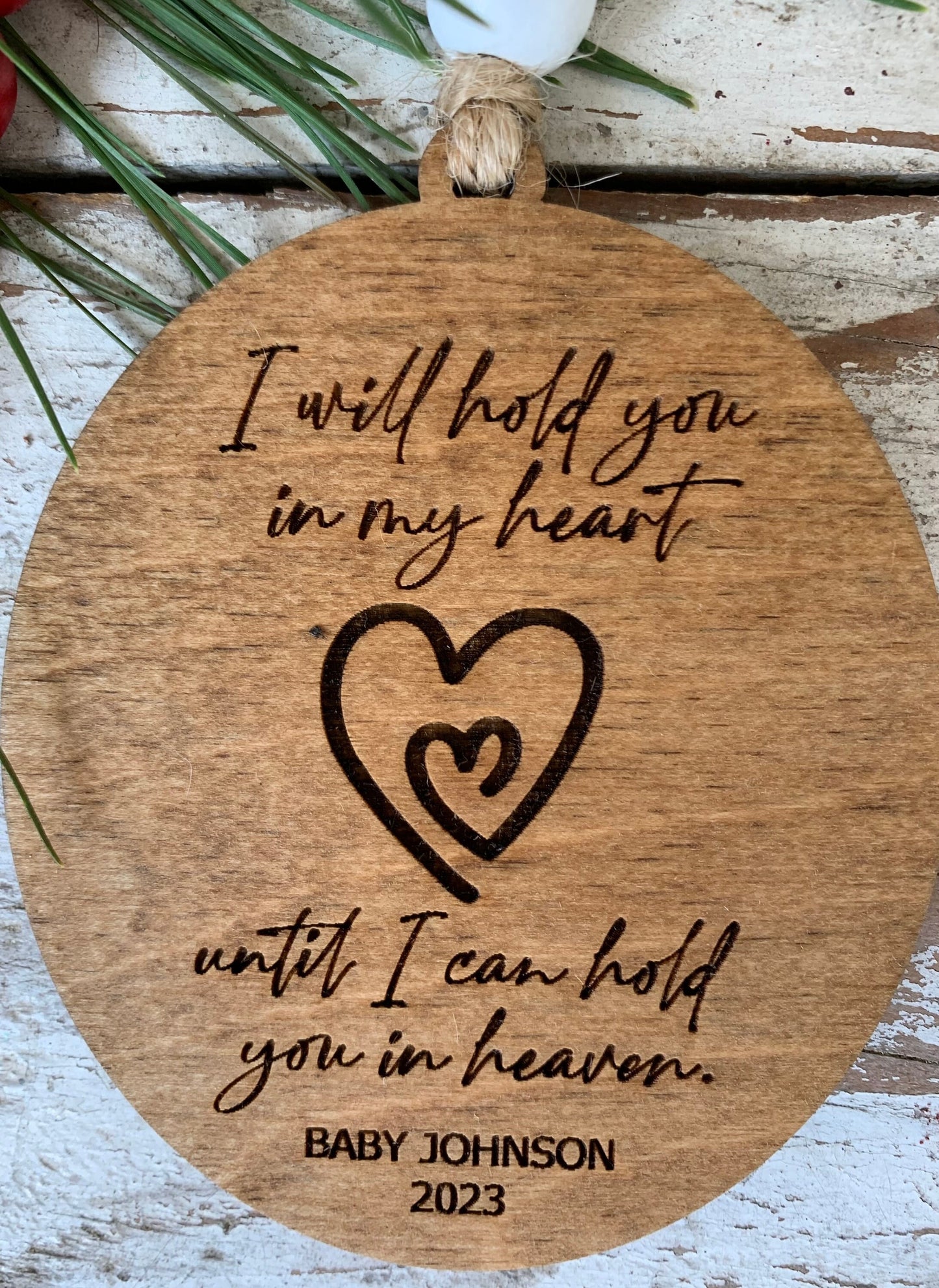 Baby Memorial Ornament | Baby Loss Christmas Tree Ornament | Infant Loss Gift |We will Hold You in Our Heart Until We can Hold You in Heaven