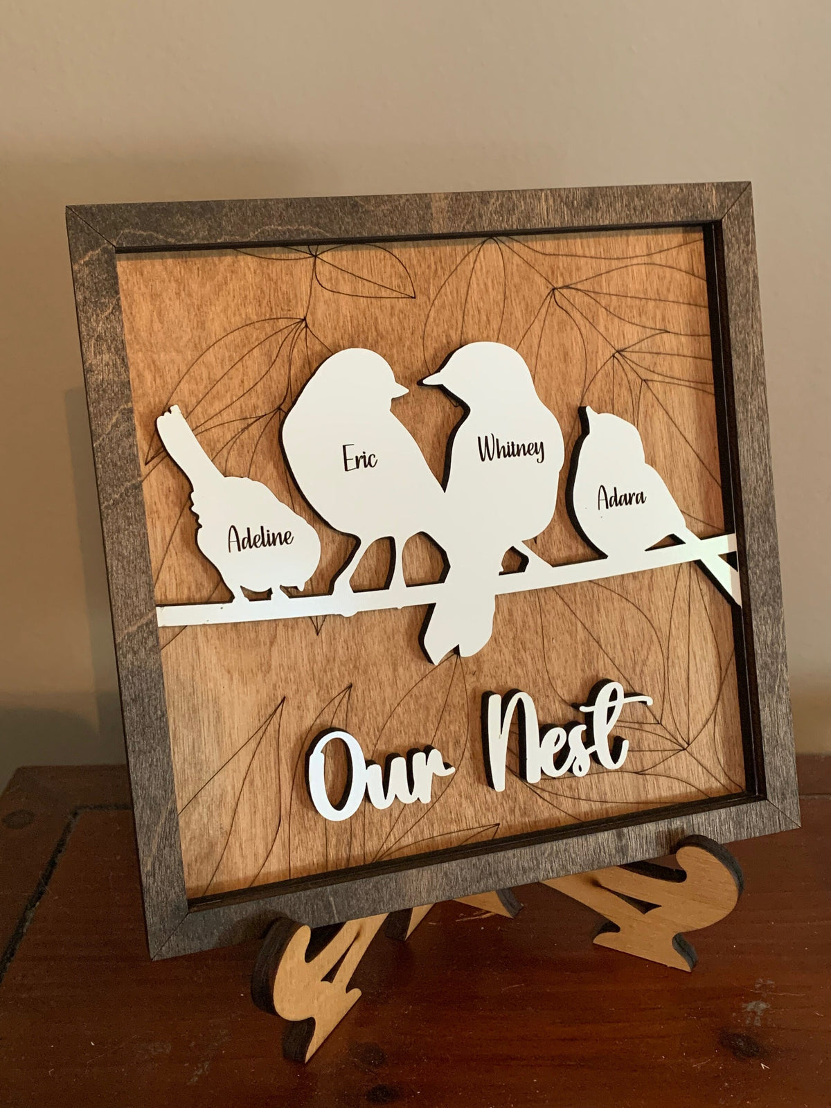 Personalized Bird Family Sign | Mother’s Day gift | Grandkids Names Decor | Custom Gift for Grandma or Mom | Our Nest